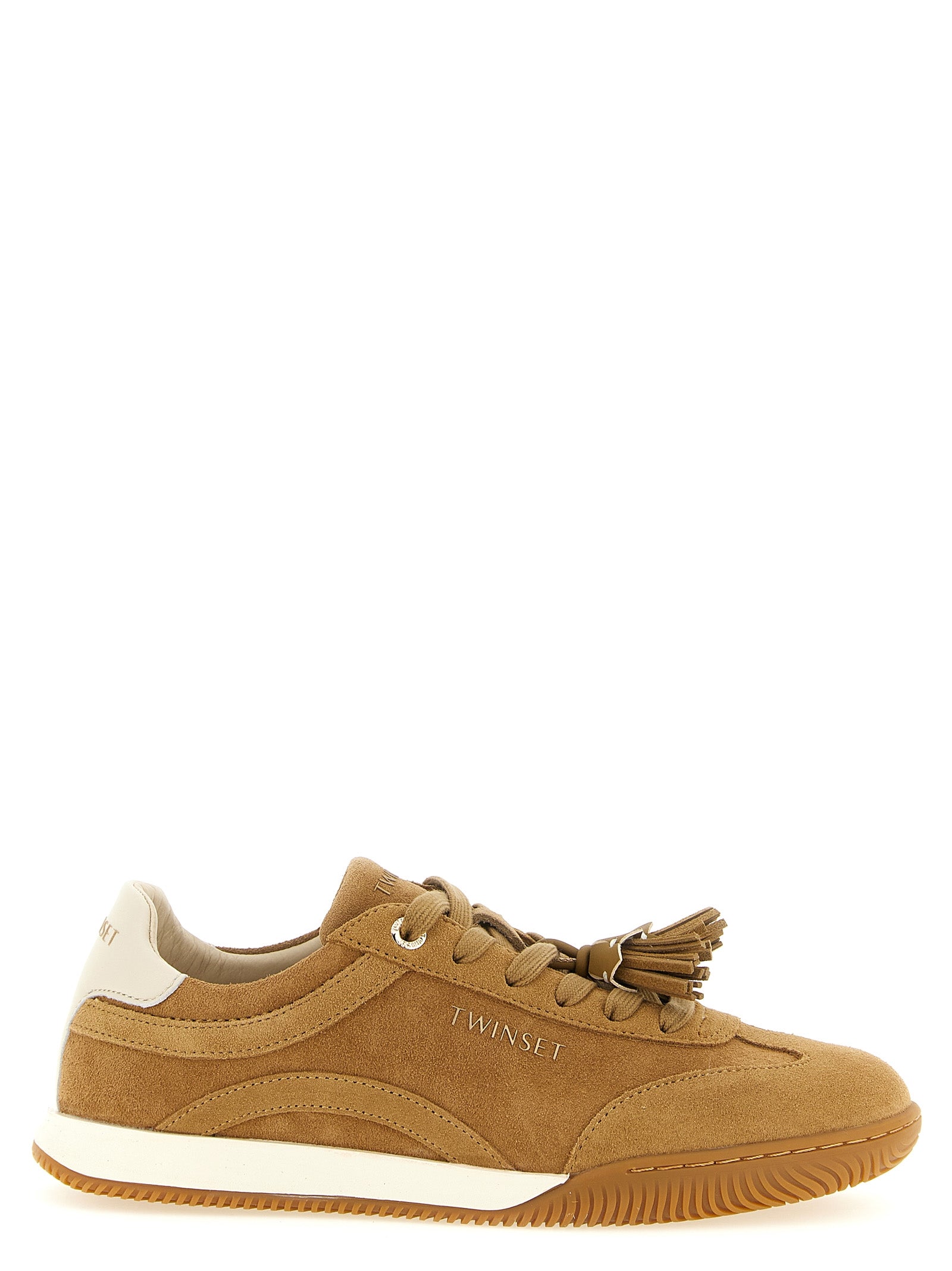 Twinset Beige Leather Low Top Sneakers
