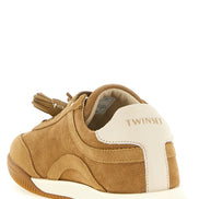 Twinset Beige Leather Low Top Sneakers