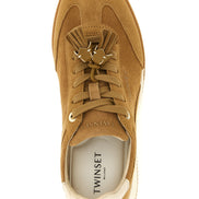 Twinset Beige Leather Low Top Sneakers