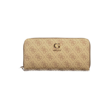 Guess Jeans Beige Polyurethane Women's Wallet with Functional Compartments