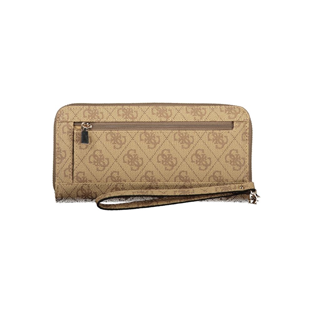 Guess Jeans Beige Polyurethane Women's Wallet with Functional Compartments
