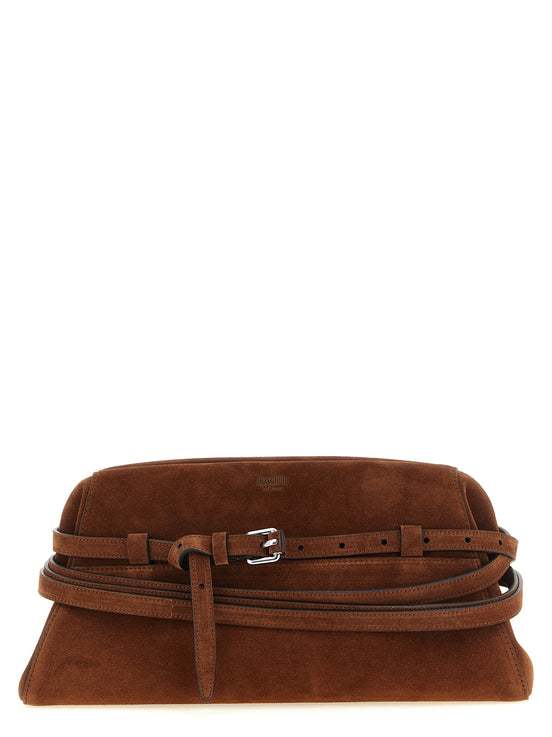 Moschino Brown Calfskin Clutch Bag