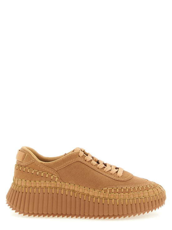 Chloé Beige Polyester Platform Sneakers