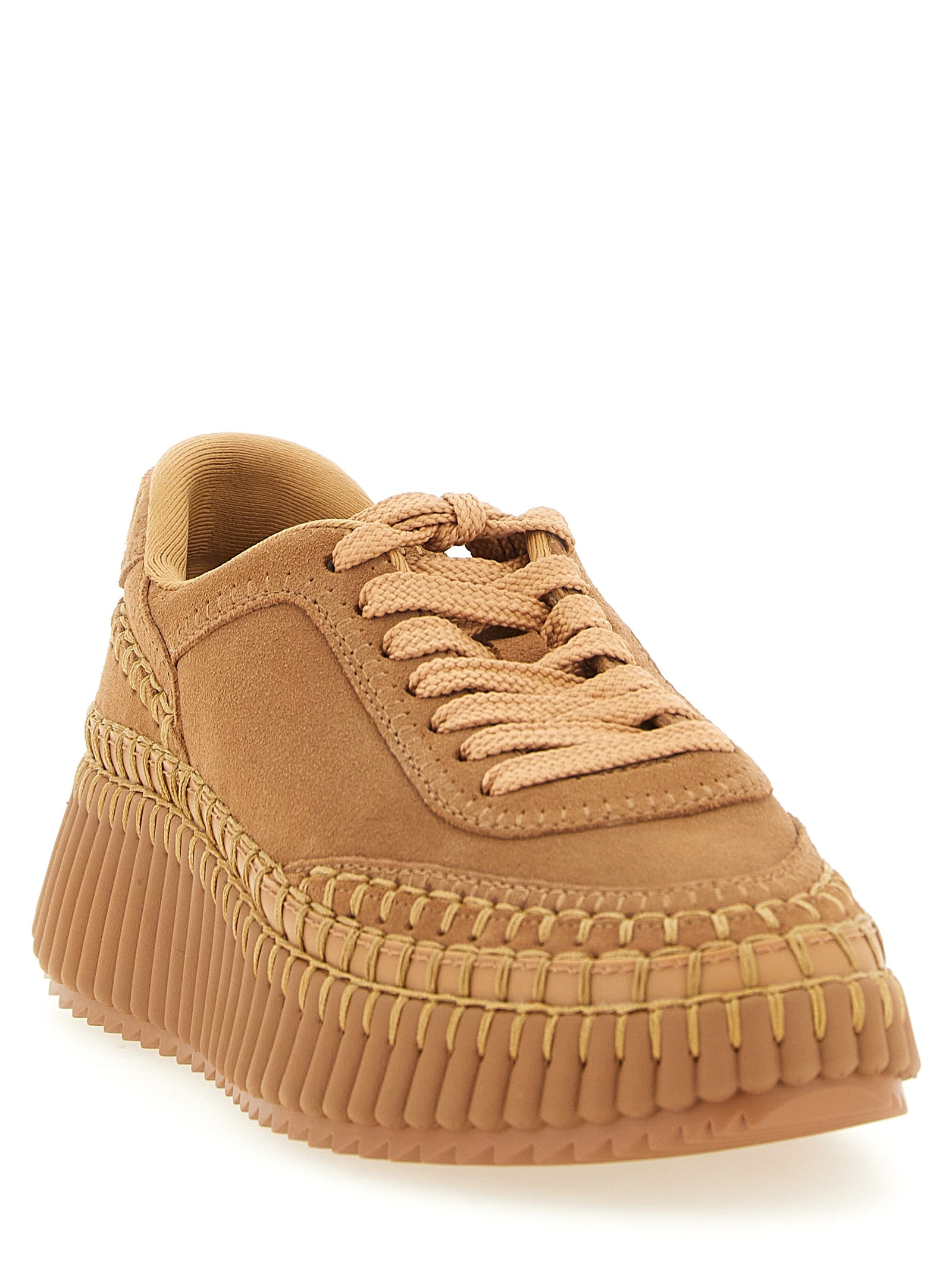 Chloé Beige Polyester Platform Sneakers