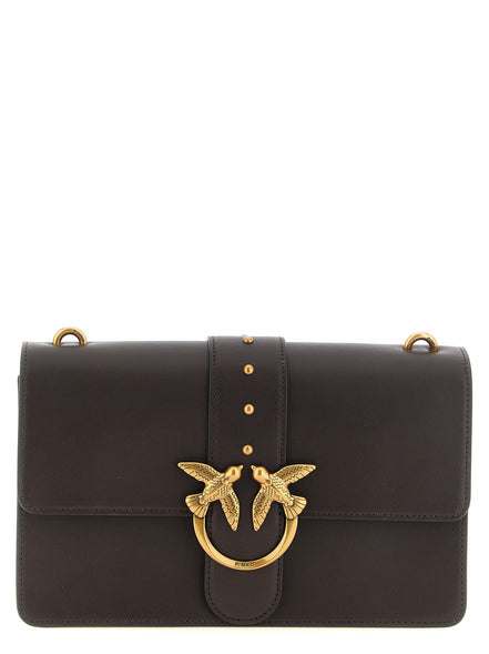 PINKO Brown Calfskin Crossbody Bag