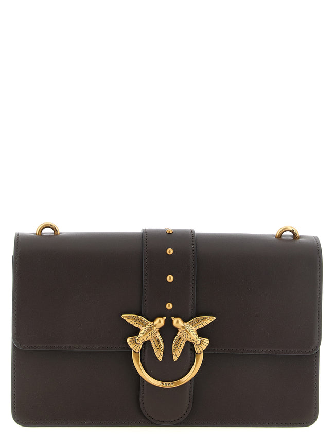 PINKO Brown Calfskin Crossbody Bag