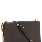 PINKO Brown Calfskin Crossbody Bag