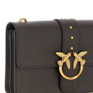 PINKO Brown Calfskin Crossbody Bag