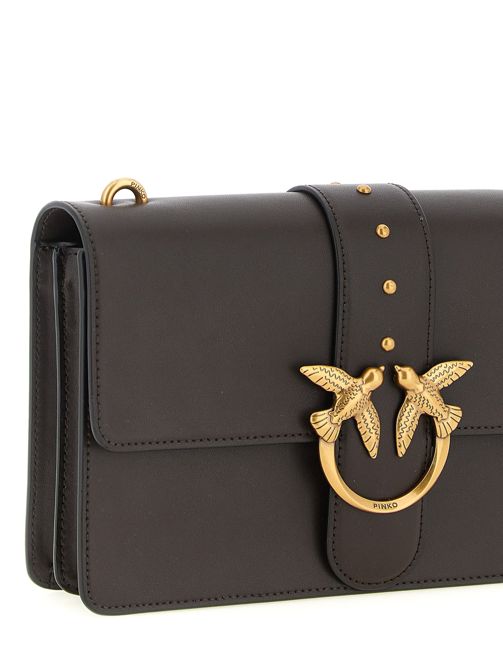PINKO Brown Calfskin Crossbody Bag