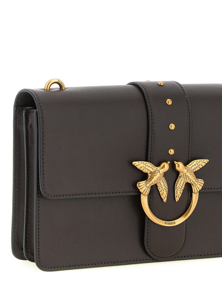 PINKO Brown Calfskin Crossbody Bag