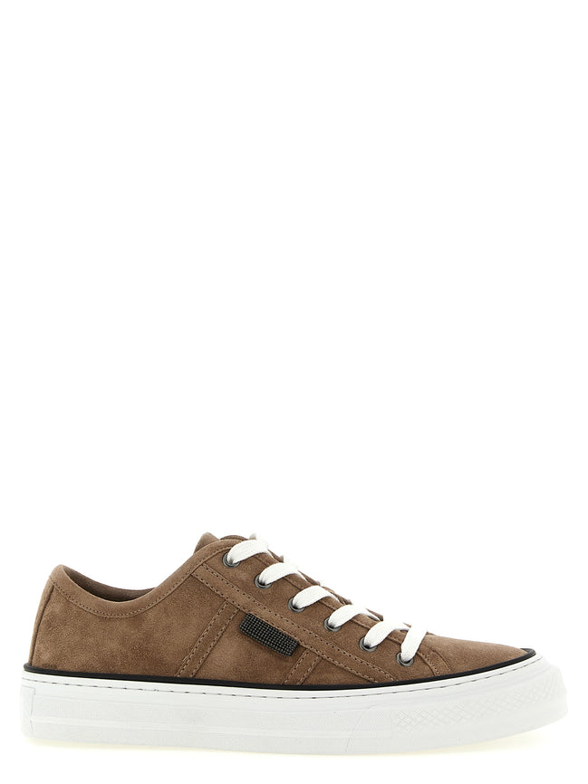 Brunello Cucinelli Brown Leather Low Top Sneakers