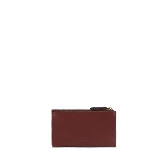 PINKO Bordeaux Calf Leather Bos Taurus Wallet