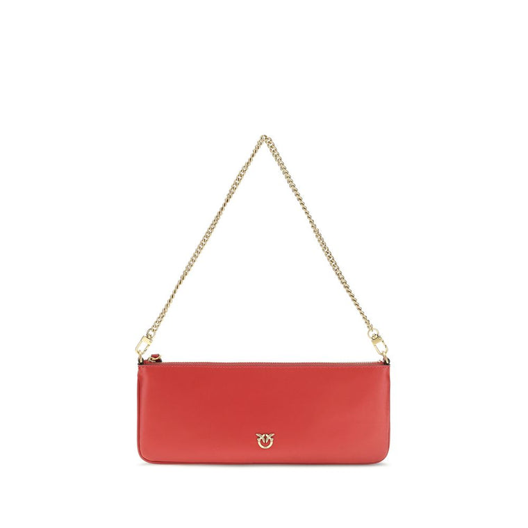 PINKO Red Calf Leather Bos Taurus Shoulder Bag