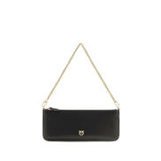 PINKO Black Calf Leather Bos Taurus Shoulder Bag