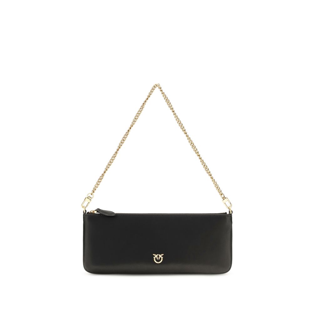 PINKO Black Calf Leather Bos Taurus Shoulder Bag