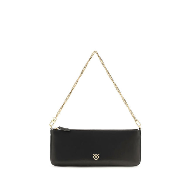 PINKO Black Calf Leather Bos Taurus Shoulder Bag
