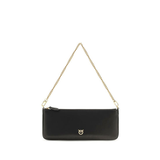 PINKO Black Calf Leather Bos Taurus Shoulder Bag