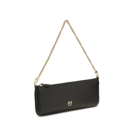 PINKO Black Calf Leather Bos Taurus Shoulder Bag