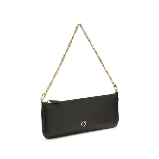 PINKO Black Calf Leather Bos Taurus Shoulder Bag