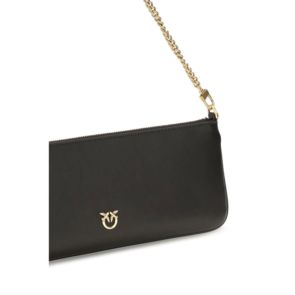 PINKO Black Calf Leather Bos Taurus Shoulder Bag