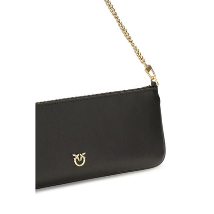 PINKO Black Calf Leather Bos Taurus Shoulder Bag