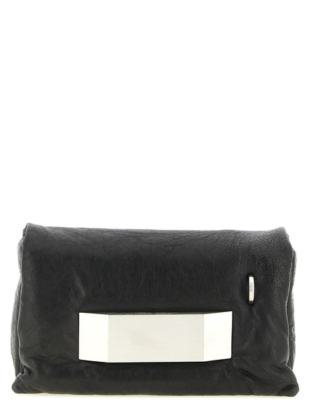 Rick Owens Black Lamb Leather Clutch Bag