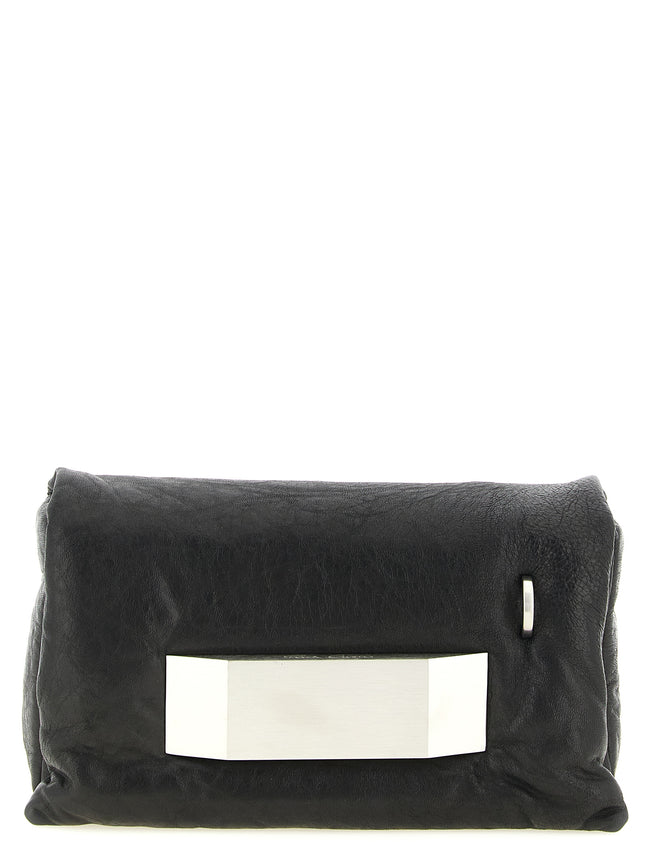 Rick Owens Black Lamb Leather Clutch Bag