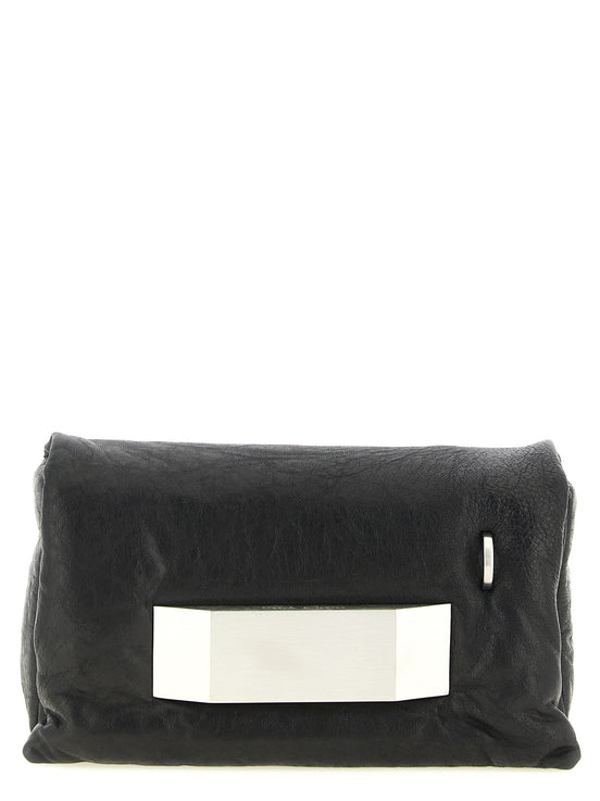 Rick Owens Black Lamb Leather Clutch Bag