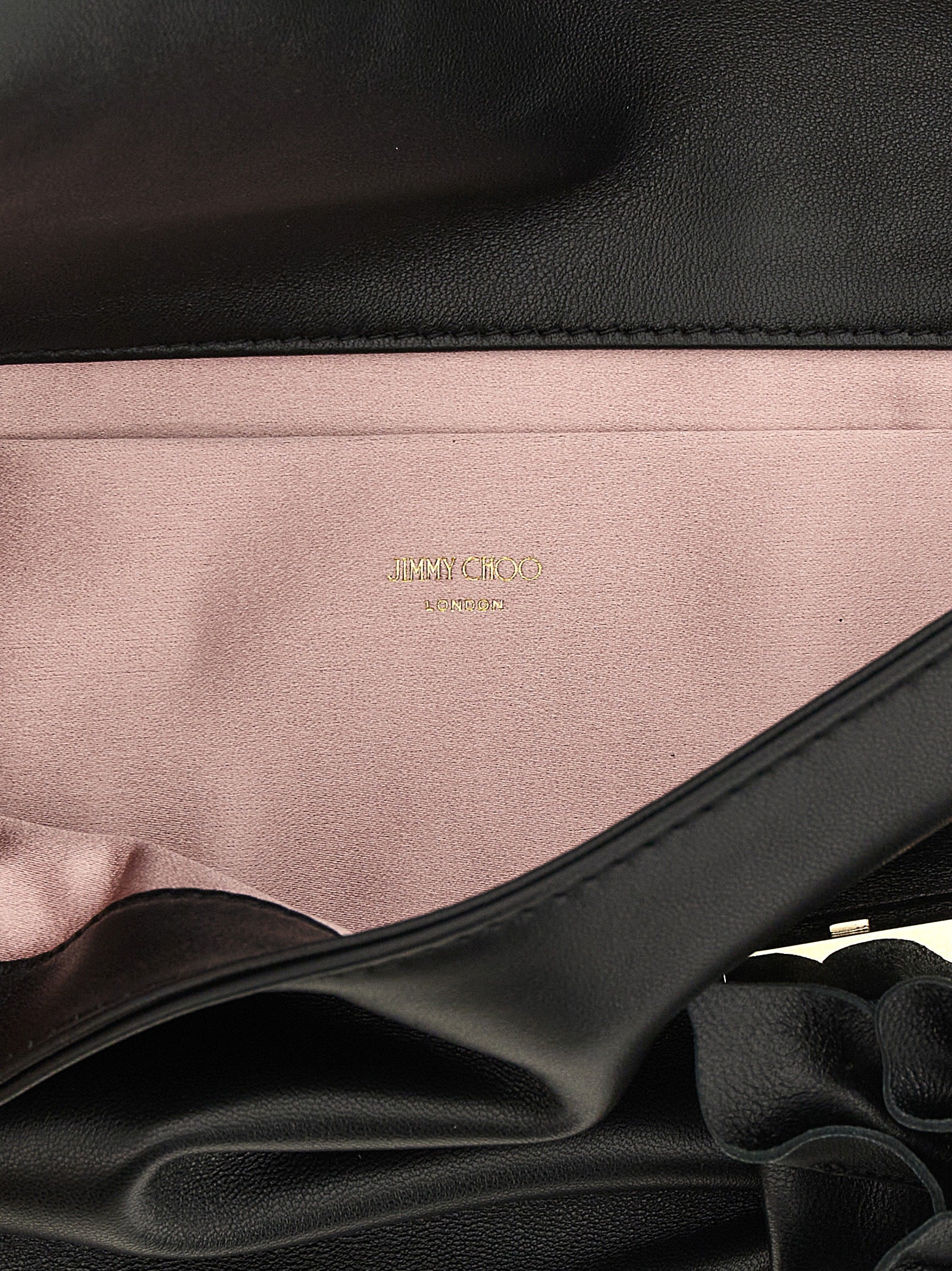 Jimmy Choo Μαύρη Τσάντα Φάκελος από Δέρμα Αρνιού