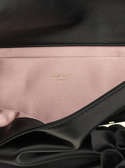 Jimmy Choo Μαύρη Τσάντα Φάκελος από Δέρμα Αρνιού