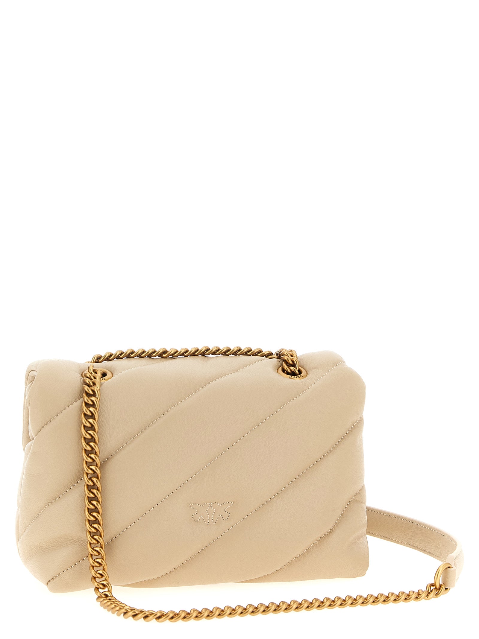 PINKO Beige Lambskin Crossbody Bag