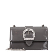 Τσάντα ώμου Jimmy Choo Cheri Paris από γκρι δερμάτινο λουστρίνι