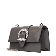 Τσάντα ώμου Jimmy Choo Cheri Paris από γκρι δερμάτινο λουστρίνι