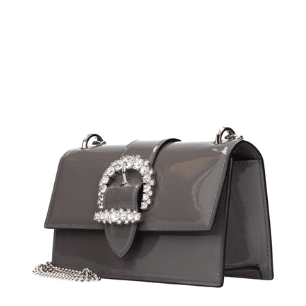 Τσάντα ώμου Jimmy Choo Cheri Paris από γκρι δερμάτινο λουστρίνι