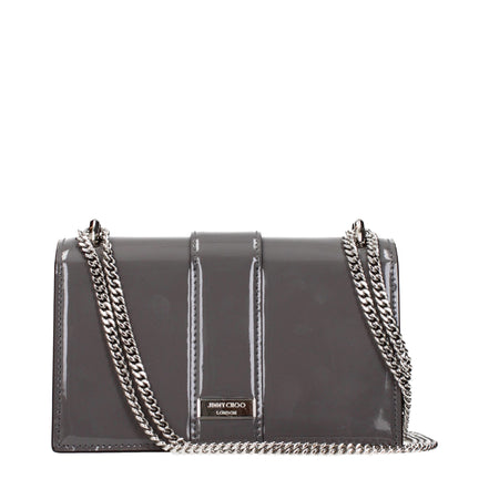 Τσάντα ώμου Jimmy Choo Cheri Paris από γκρι δερμάτινο λουστρίνι