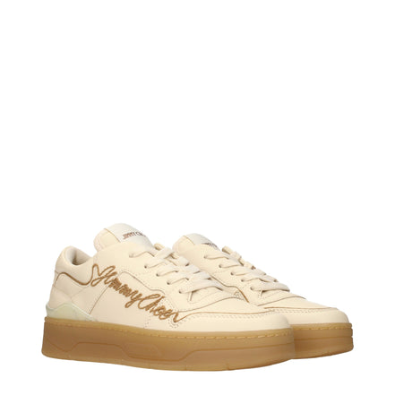 Jimmy Choo Beige Leather Low Top Sneakers