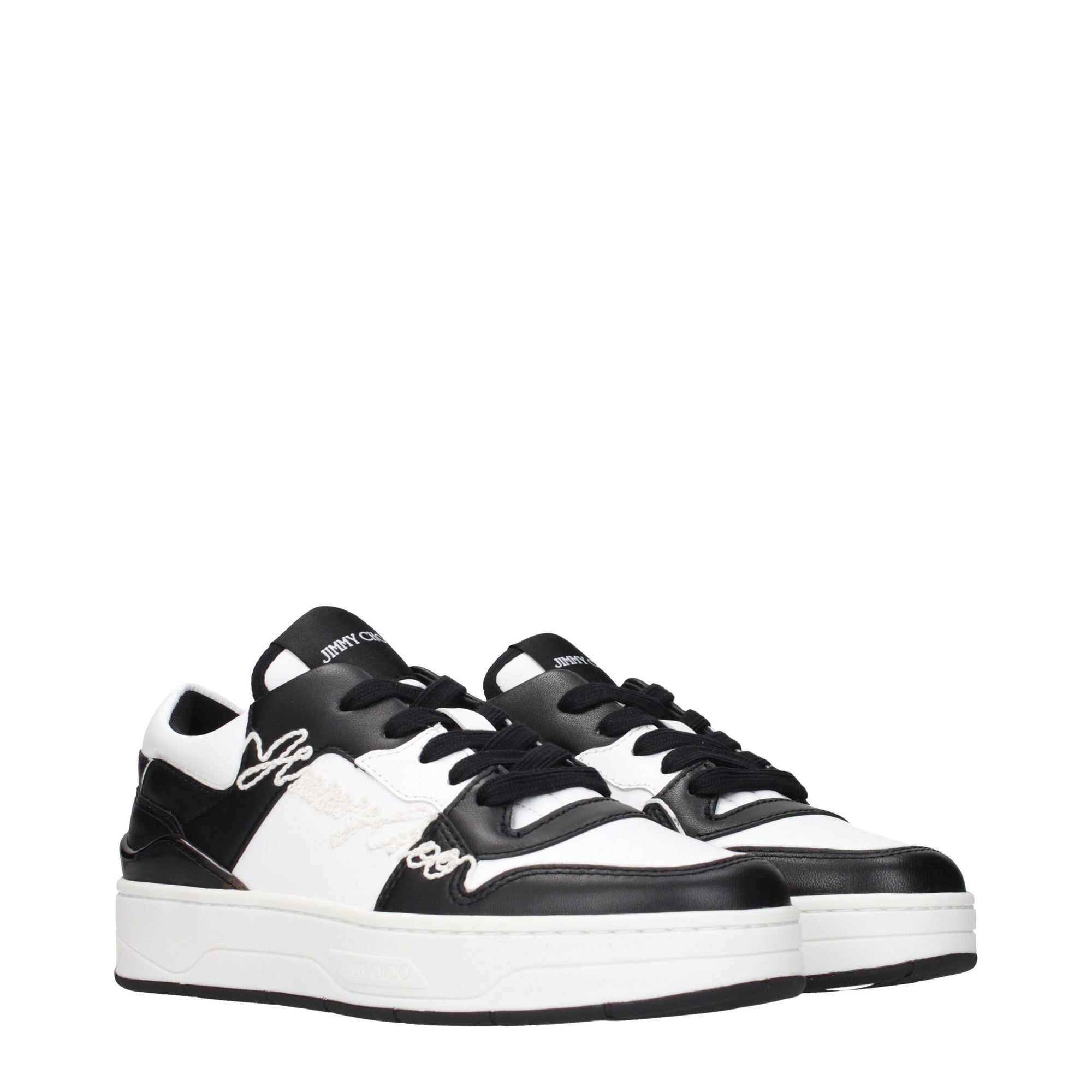 Jimmy Choo Black Leather Low Top Sneakers