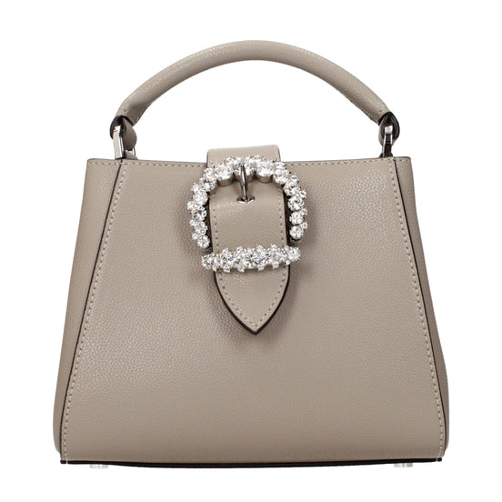 Jimmy Choo Cheri Taupe-Gray Leather Top-Handle Bag