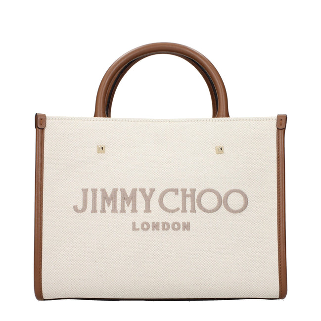 Τσάντα tote Jimmy Choo Avenue από μπεζ ύφασμα