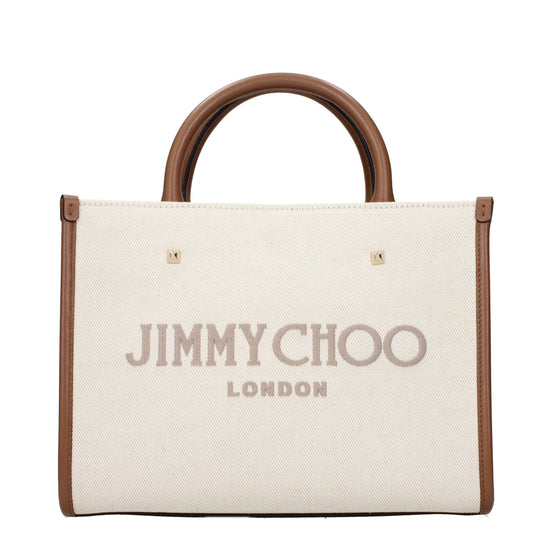 Jimmy Choo Avenue Beige Fabric Tote Bag