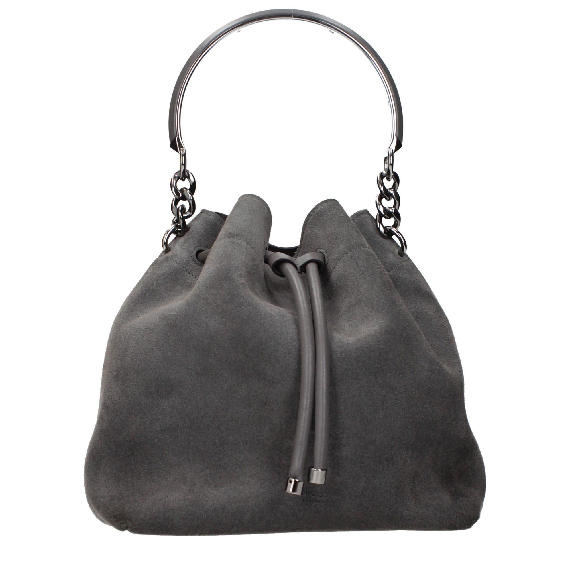 Τσάντα bucket Jimmy Choo Bon Bon από γκρι σουέντ