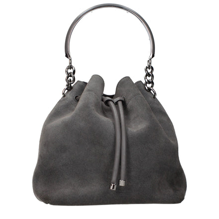 Τσάντα bucket Jimmy Choo Bon Bon από γκρι σουέντ