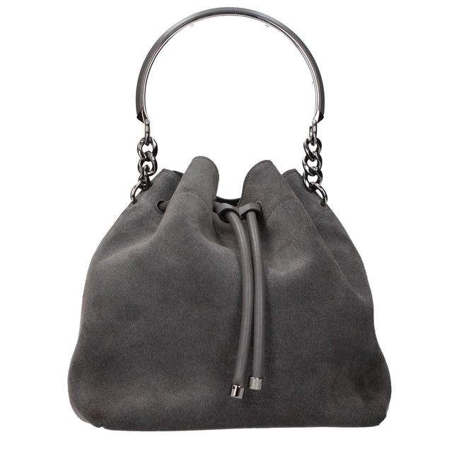 Τσάντα bucket Jimmy Choo Bon Bon από γκρι σουέντ