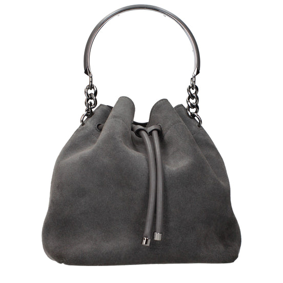 Jimmy Choo Bon Bon Gray Suede Bucket Bag