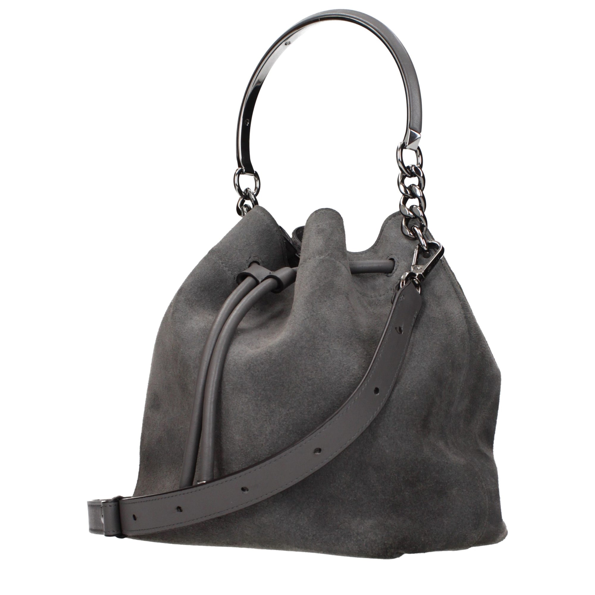Τσάντα bucket Jimmy Choo Bon Bon από γκρι σουέντ