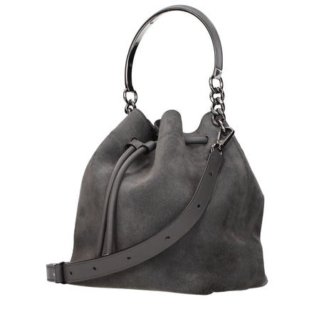 Τσάντα bucket Jimmy Choo Bon Bon από γκρι σουέντ