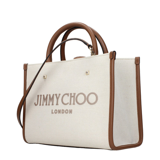 Jimmy Choo Avenue Beige Fabric Tote Bag