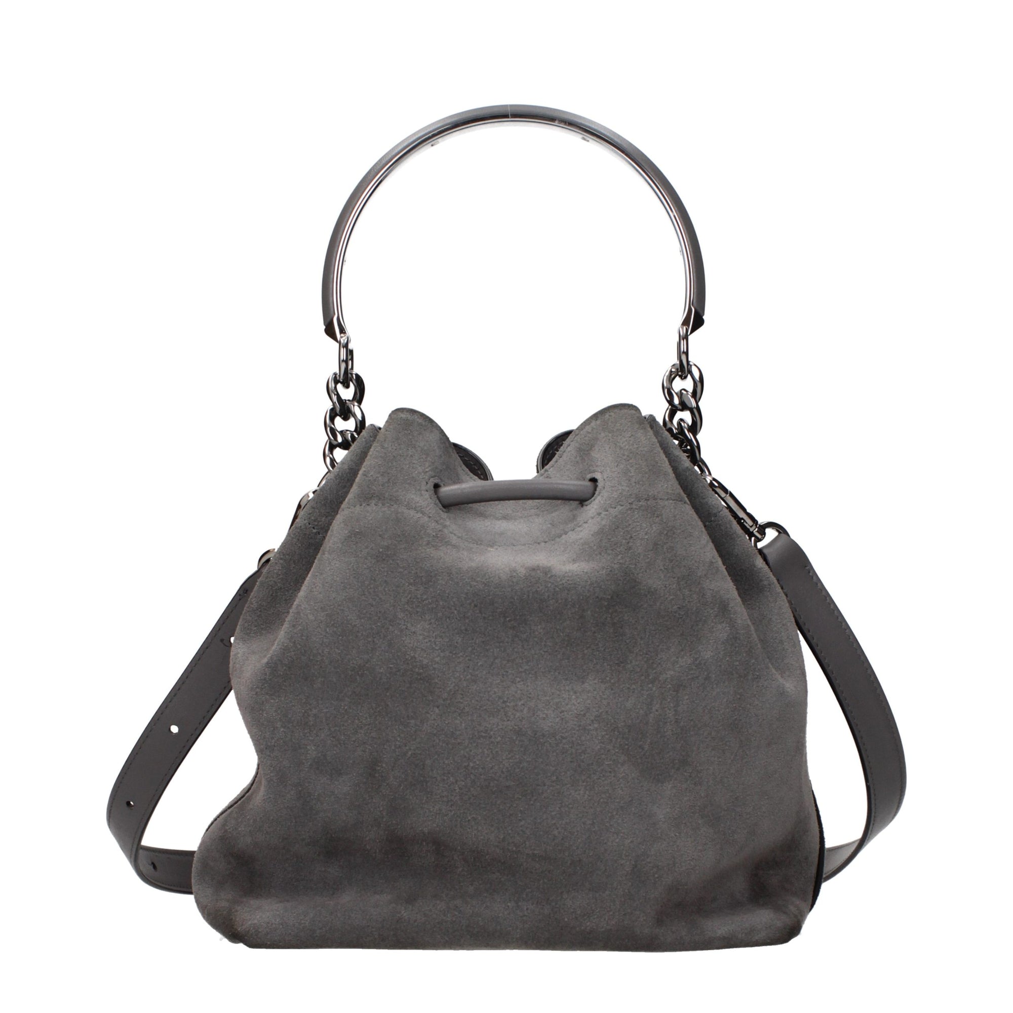 Τσάντα bucket Jimmy Choo Bon Bon από γκρι σουέντ