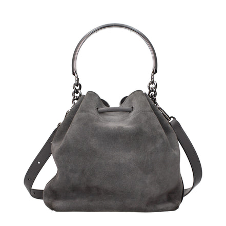 Τσάντα bucket Jimmy Choo Bon Bon από γκρι σουέντ