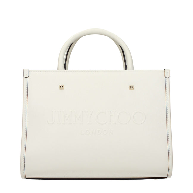 Jimmy Choo Avenue Μικρή Λευκή Δερμάτινη Τσάντα Tote